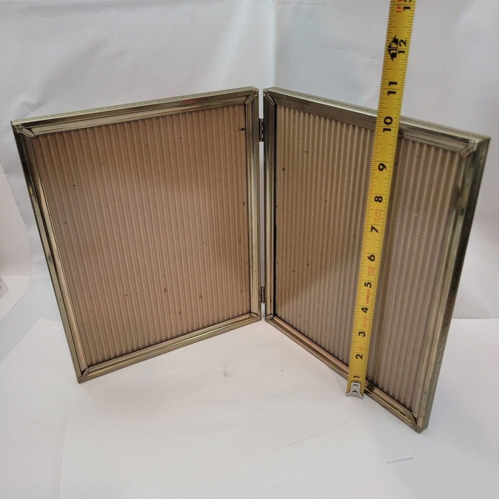 Double Folding Picture Frame Vintage Goldโ Ornate Metal Hollywood 8x10 Portrait